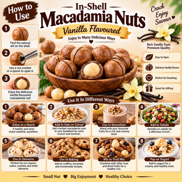 In-Shell Macadamia Nuts – Vanilla Flavoured