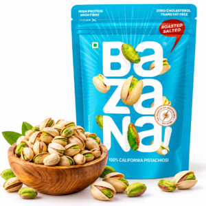 Bazana Premium Roasted & Salted Californian Pistachios, 250gm| Perfectly Roasted Savory Nuts | Pista with Shell | Crunchy, Protein-Rich Healthy Snacks